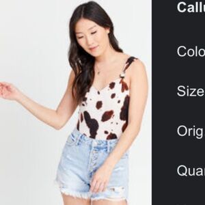 NWT. Altard State. Callie Bodysuit. Cow Print. Size XL